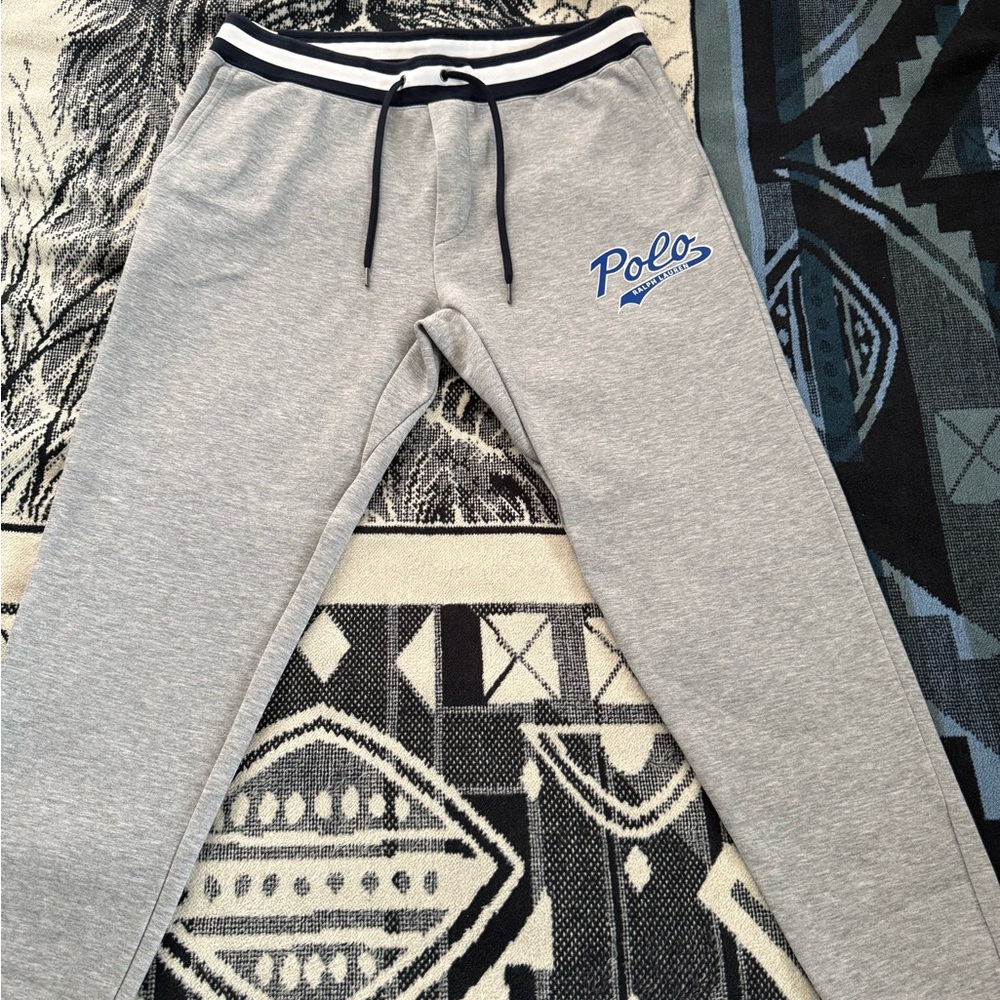 Polo Ralph Lauren Double Knit Cursive Script Logo Heather Grey/RoyalBlue Joggers